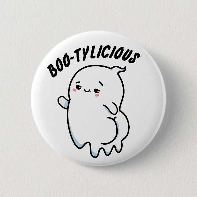 Bootylicious Funny Ghost Pun  Button (Front)