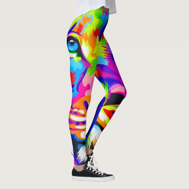 Bootyliscious Liquid Rainbow Lion Animal Print Leggings (Right)