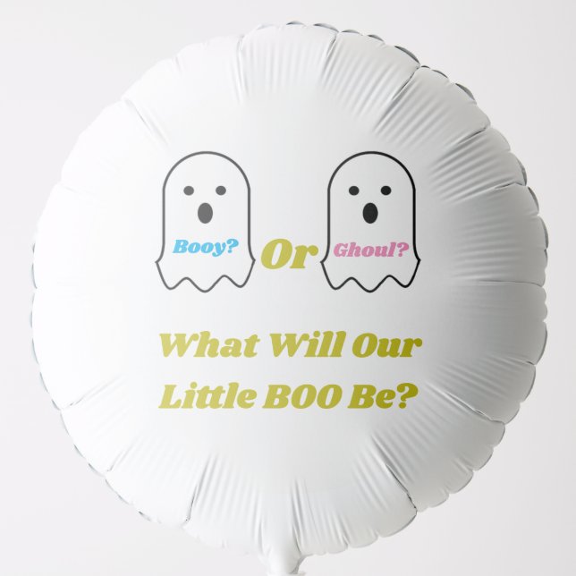Booy or Ghoul Halloween Ghost Gender Reveal Balloon (Front)