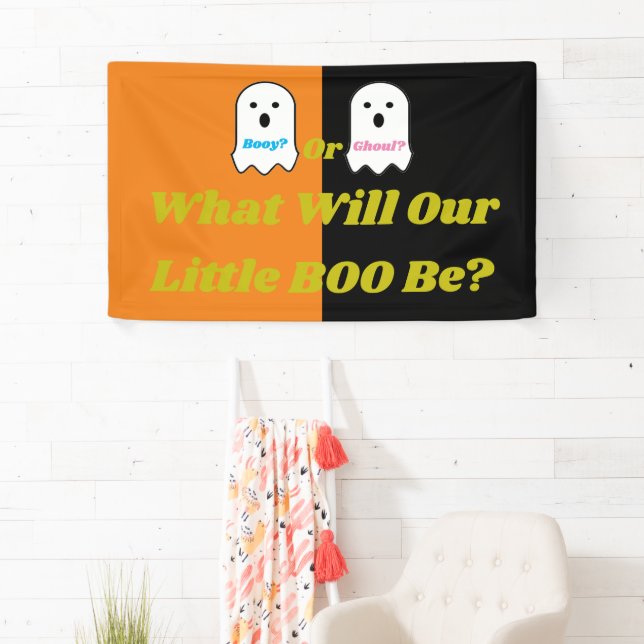 Booy or Ghoul Halloween Ghost Gender Reveal Banner (Insitu)