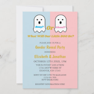 Booy or Ghoul Halloween Ghost Gender Reveal Invitation