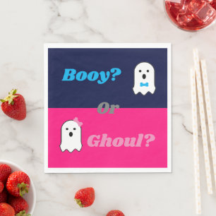 Booy or Ghoul Halloween Ghost Gender Reveal Napkins