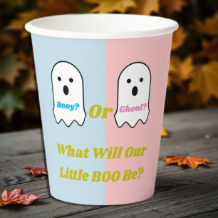 Booy or Ghoul Halloween Ghost Gender Reveal Paper Cups