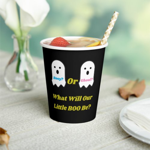 Booy or Ghoul Halloween Ghost Gender Reveal Paper Cups