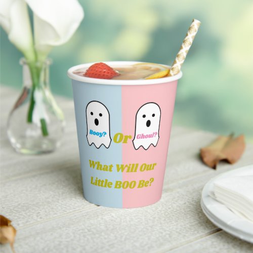 Booy or Ghoul Halloween Ghost Gender Reveal Paper Cups