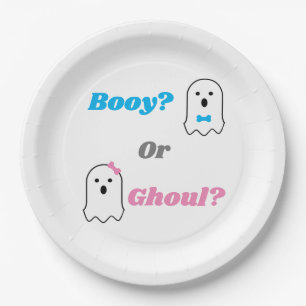 Booy or Ghoul Halloween Ghost Gender Reveal Paper Plates