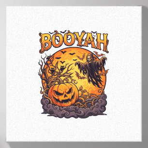 Booyah Halloween Pumpkin Grim Reaper Orange Moon_1 Canvas Photo Tile