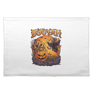 Booyah Halloween Pumpkin Grim Reaper Orange Moon_1 Cloth Placemat