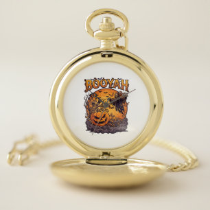 Booyah Halloween Pumpkin Grim Reaper Orange Moon_1 Pocket Watch
