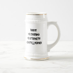 BOOZE+2 CHARISMA+2 STRENGTH-2 INTELLEGENCE BEER STEIN