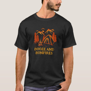 Booze And Bonfires Camping Beer Camper Drinker Hi T-Shirt