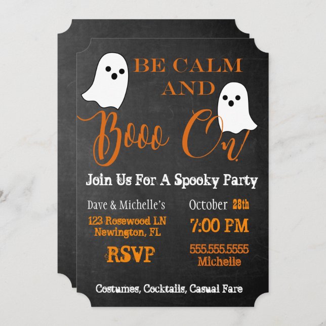 Booze And Boos Halloween Boo On Cocktail Party Invitation (Front/Back)