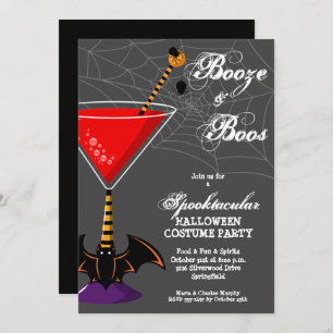 Booze and Boos Martini Budget Halloween Invitation
