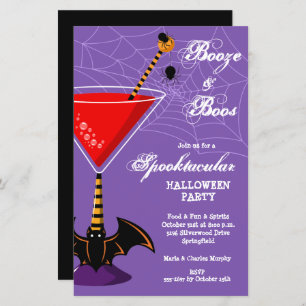 Booze and Boos Martini Budget Halloween Invitation