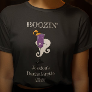 Booze Bachelorette Party Ghost Cocktail Halloween T-Shirt