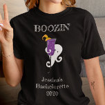 Booze Bachelorette Party Ghost Cocktail Halloween T-Shirt<br><div class="desc">This design was created though digital art. You may change the style of this shirt by choosing More > under the style option. It may be personalized by clicking the customize button and changing the color, adding a name, initials or your favorite words. Contact me at colorflowcreations@gmail.com if you with...</div>