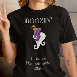 Booze Bachelorette Party Ghost Cocktail Halloween T-Shirt