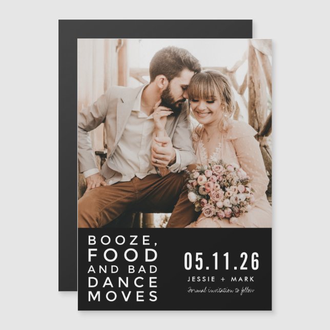 Booze Bad Dance Moves Photo Wedding Save the Date (Front/Back)