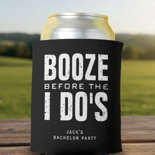 Booze Before I Do's Bachelor Party Black & White Can Cooler