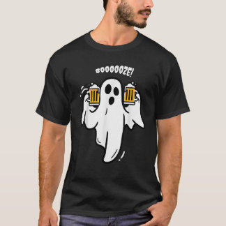 Booze Boo Ghost Drinking Beer Costume Easy Hallowe T-Shirt