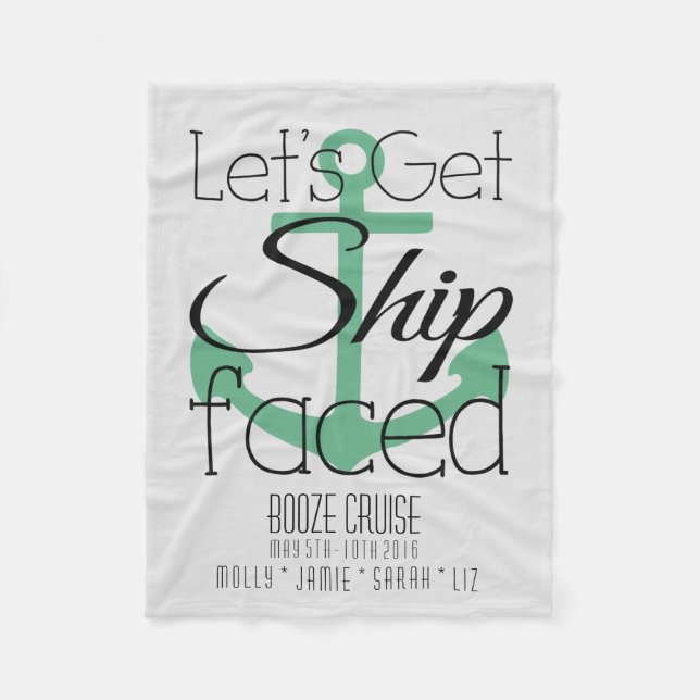 Booze Cruise, Bachelorette Weekend, Personalized Fleece Blanket (Front)