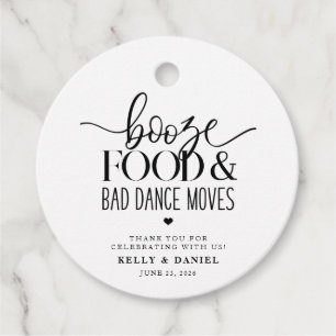 Booze Food and Bad Dance Moves Wedding Invitation Favor Tags