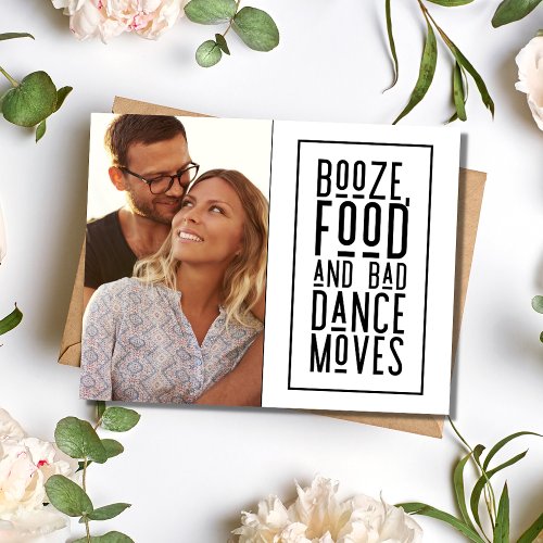 Booze Food Bad Dance Funny Wedding Save the Date Announcement Postcard