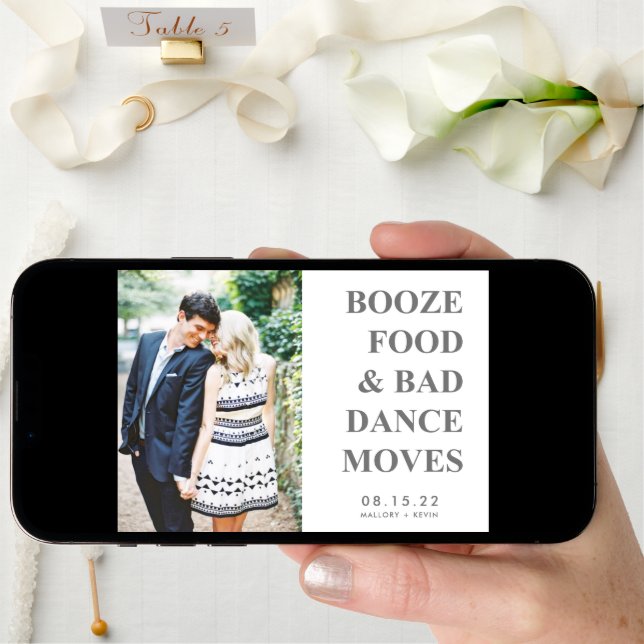 Booze Food Bad Dance Moves Funny Save the Date (Front Digital)