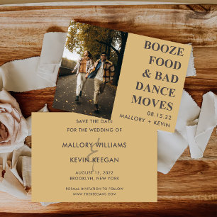 Booze Food Bad Dance Moves Funny Save the Date Invitation
