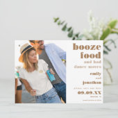 Booze Food Bad Dance Moves Photo Gold Save The Date (Standing Front)