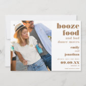 Booze Food Bad Dance Moves Photo Gold Save The Date (Front)