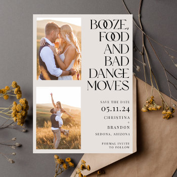 Booze Food Bad Dance Moves Photo Modern Save The Date by stylelily at Zazzle
