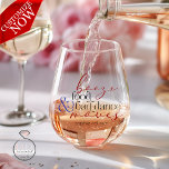 Booze Food Bad Dance Moves Typography  Stemless Wine Glass<br><div class="desc">Booze Food and Bad Dance Moves - add the couple's name and date (on back) in a smooth non serif font - great for  the rehearsal dinner before the wedding  Or the wedding itself -  ©WhimsicalArtwork™</div>
