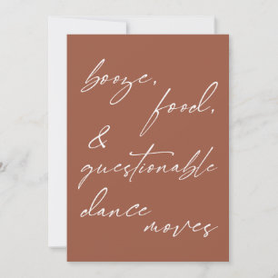 Booze, Food, & Questionable Dance Moves Card