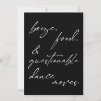 Booze, Food, & Questionable Dance Moves Card