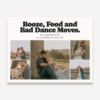 Booze Retro Photo Collage Wedding Save The Date Announcement Postcard