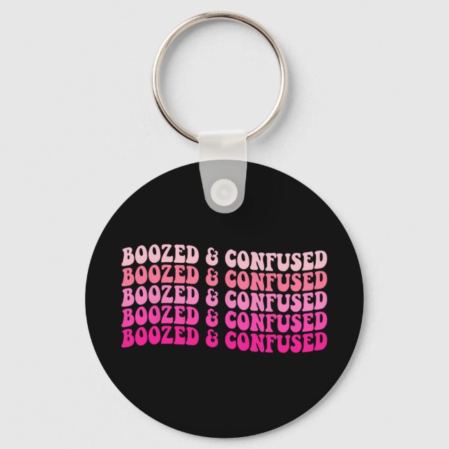 Boozed And Confused Bachelorette Party Bride Squad Keychain (Front)