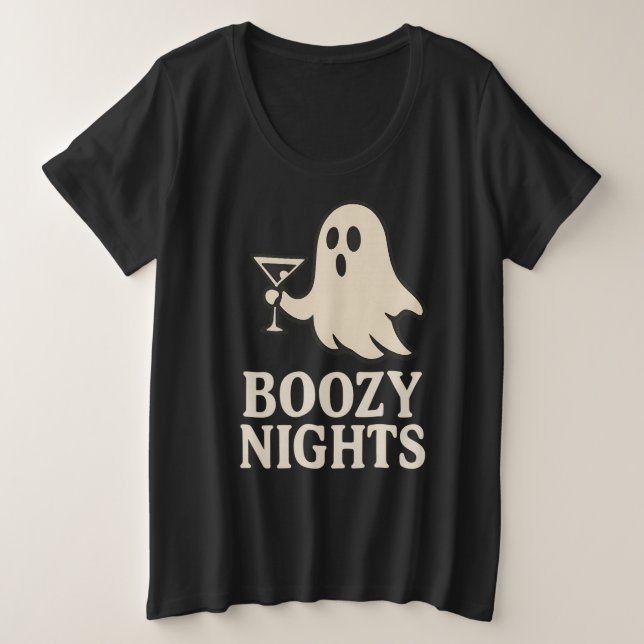 Boozy Nights | ghost glam walk Plus Size T-Shirt (Design Front)