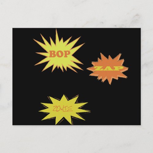 BOP ZAP ZOWIE  RETRO POSTCARD