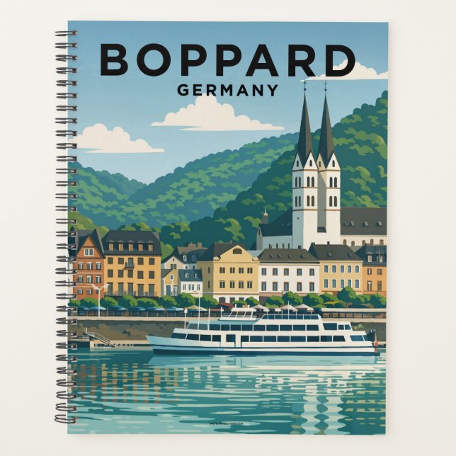 Boppard Germany Vintage Travel Art Planner (Front)