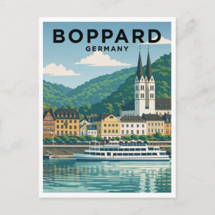 Boppard Germany Vintage Travel Art Postcard