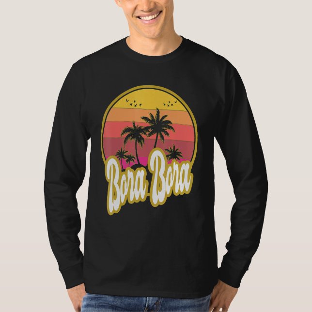 Bora Bora Beach Retro Sunset T-Shirt (Front)
