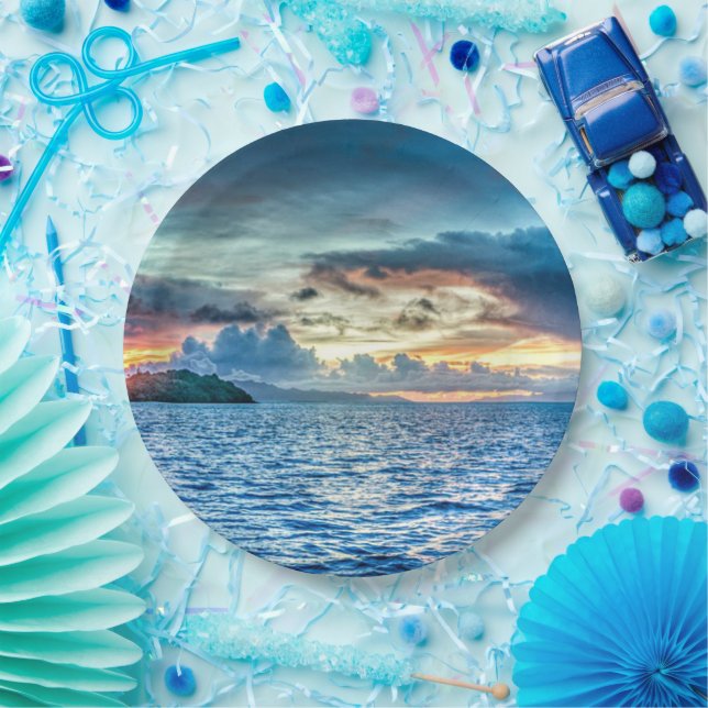 Bora Bora beautiful sunset Paper Plates (Party)