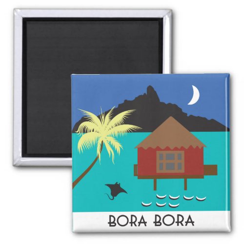 Bora Bora bungalow illustration Magnet