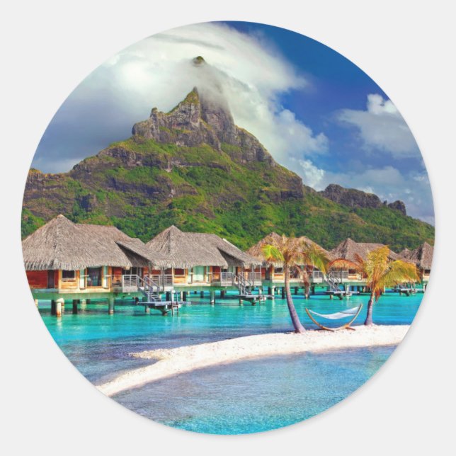 Bora Bora Caribbean Island    Classic Round Sticker (Front)