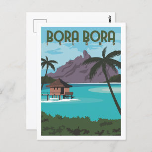 Bora Bora Famous Travel Place Illustration Postcard