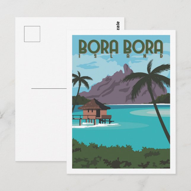 Bora Bora Famous Travel Place Illustration Postcard (Front/Back)