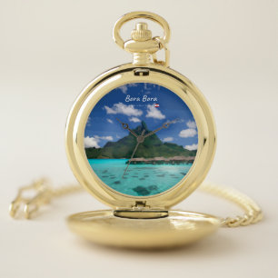 Bora Bora, French Polynesia - Beach Resort Pocket Watch