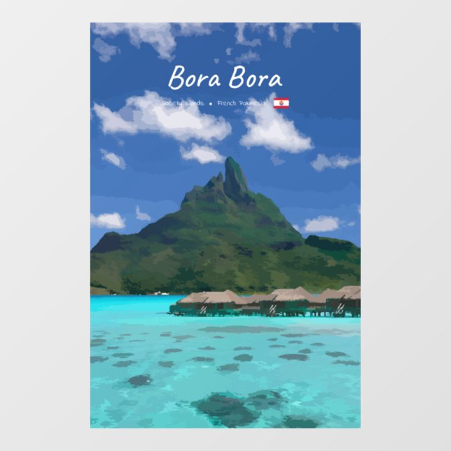 Bora Bora, French Polynesia - Beach Resort Window Cling (Sheet)