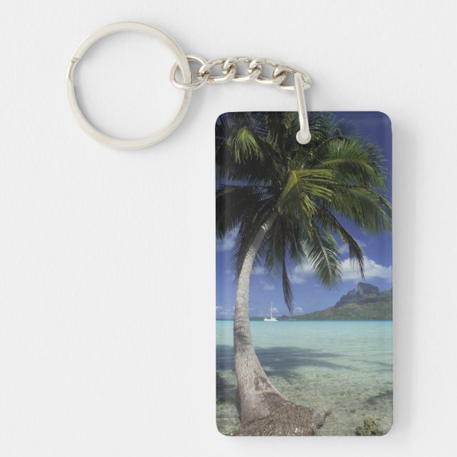Bora Bora, French Polynesia Mt. Otemanu seen Keychain (Front)